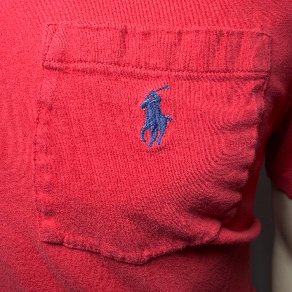 Polo Ralph Lauren Polo Shirt Mens Medium Red‎ Excellent Classic Fit Pocket Pony - Picture 5 of 11